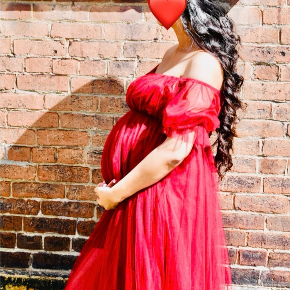 Elegant Red Maternity Gown